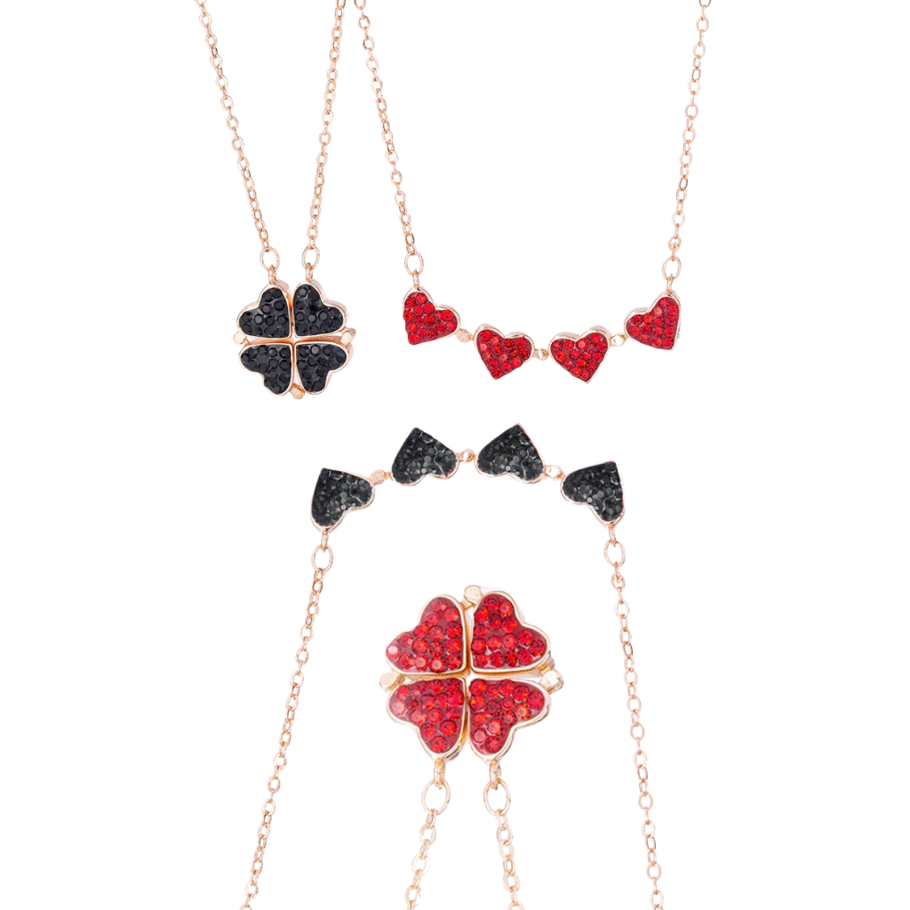 Adjustable 4 Leaf Clover Heart Necklace - Ozerty